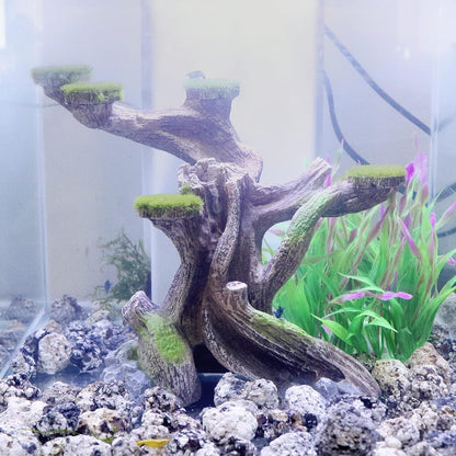 Reptile Decor Aquarium Decorations Artificial Moss Resin Fish Tank Rocks Simulation Hollow Tree Leopard Gecko Trunk Accessories Aquarium View（Medium）