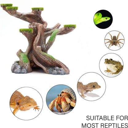 Reptile Decor Aquarium Decorations Artificial Moss Resin Fish Tank Rocks Simulation Hollow Tree Leopard Gecko Trunk Accessories Aquarium View（Medium）