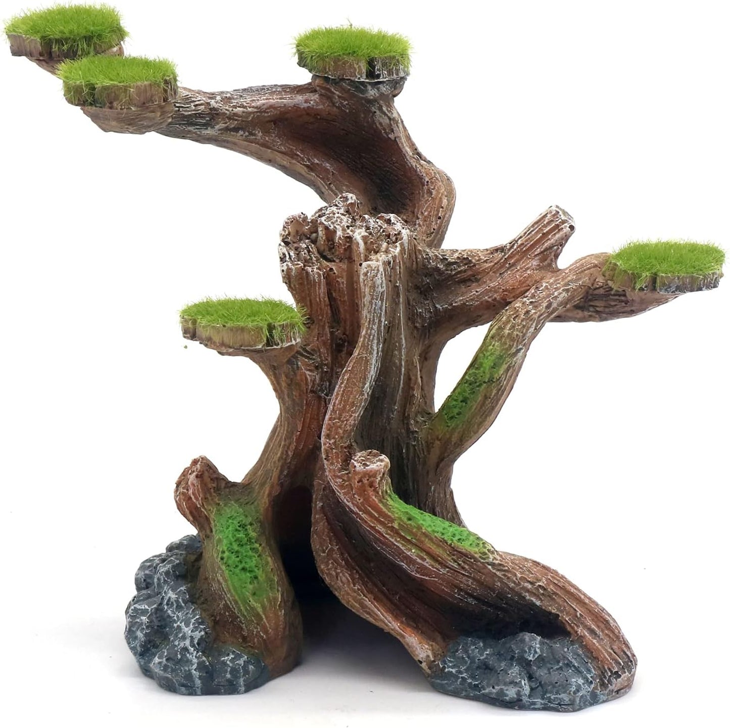 Reptile Decor Aquarium Decorations Artificial Moss Resin Fish Tank Rocks Simulation Hollow Tree Leopard Gecko Trunk Accessories Aquarium View（Medium）