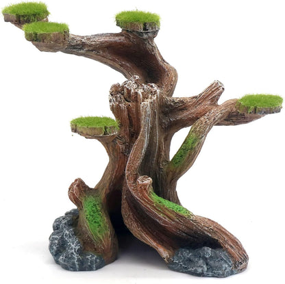 Reptile Decor Aquarium Decorations Artificial Moss Resin Fish Tank Rocks Simulation Hollow Tree Leopard Gecko Trunk Accessories Aquarium View（Medium）