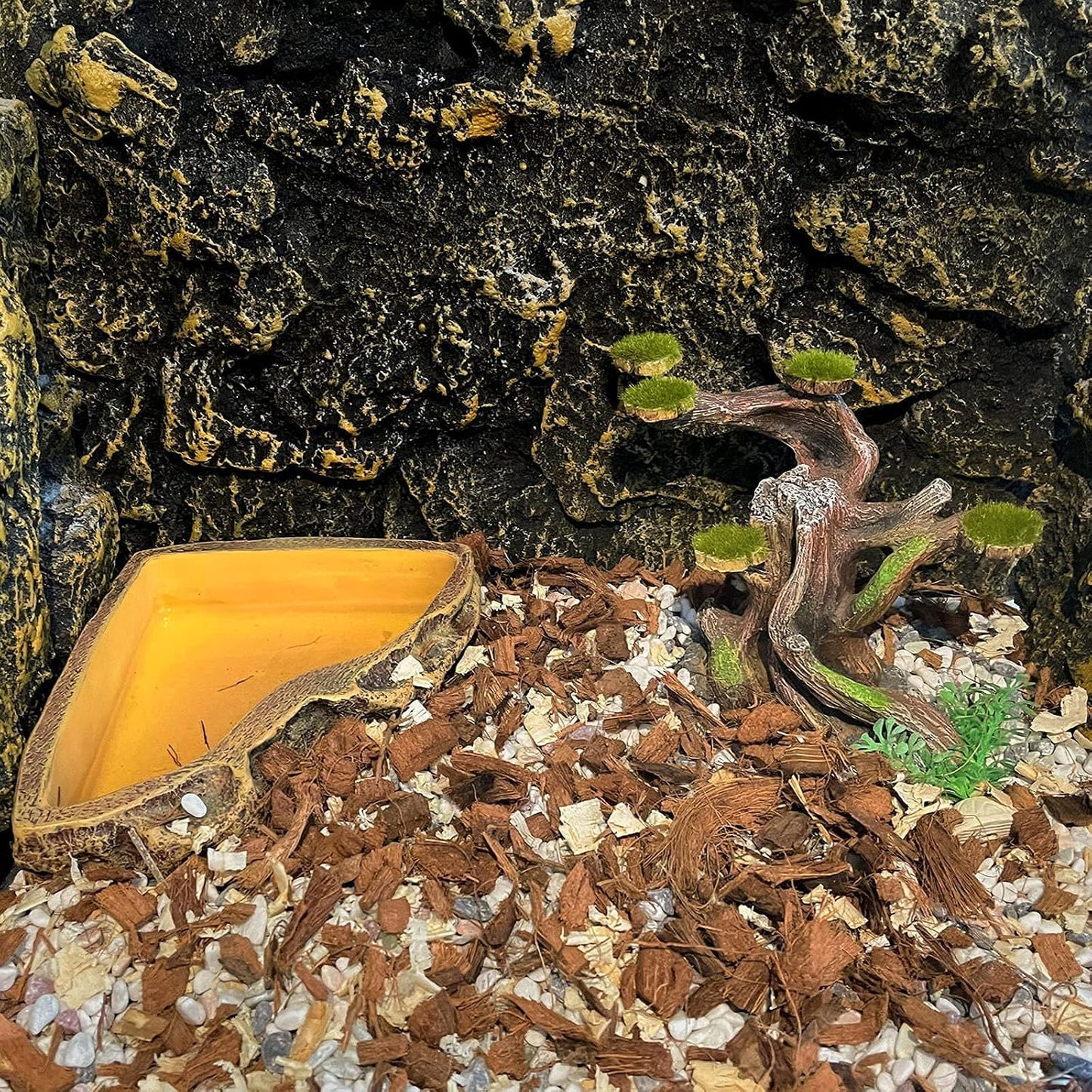Reptile Decor Aquarium Decorations Artificial Moss Resin Fish Tank Rocks Simulation Hollow Tree Leopard Gecko Trunk Accessories Aquarium View（Medium）