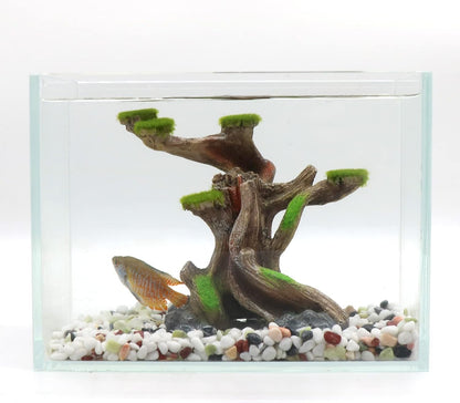 Reptile Decor Aquarium Decorations Artificial Moss Resin Fish Tank Rocks Simulation Hollow Tree Leopard Gecko Trunk Accessories Aquarium View（Medium）