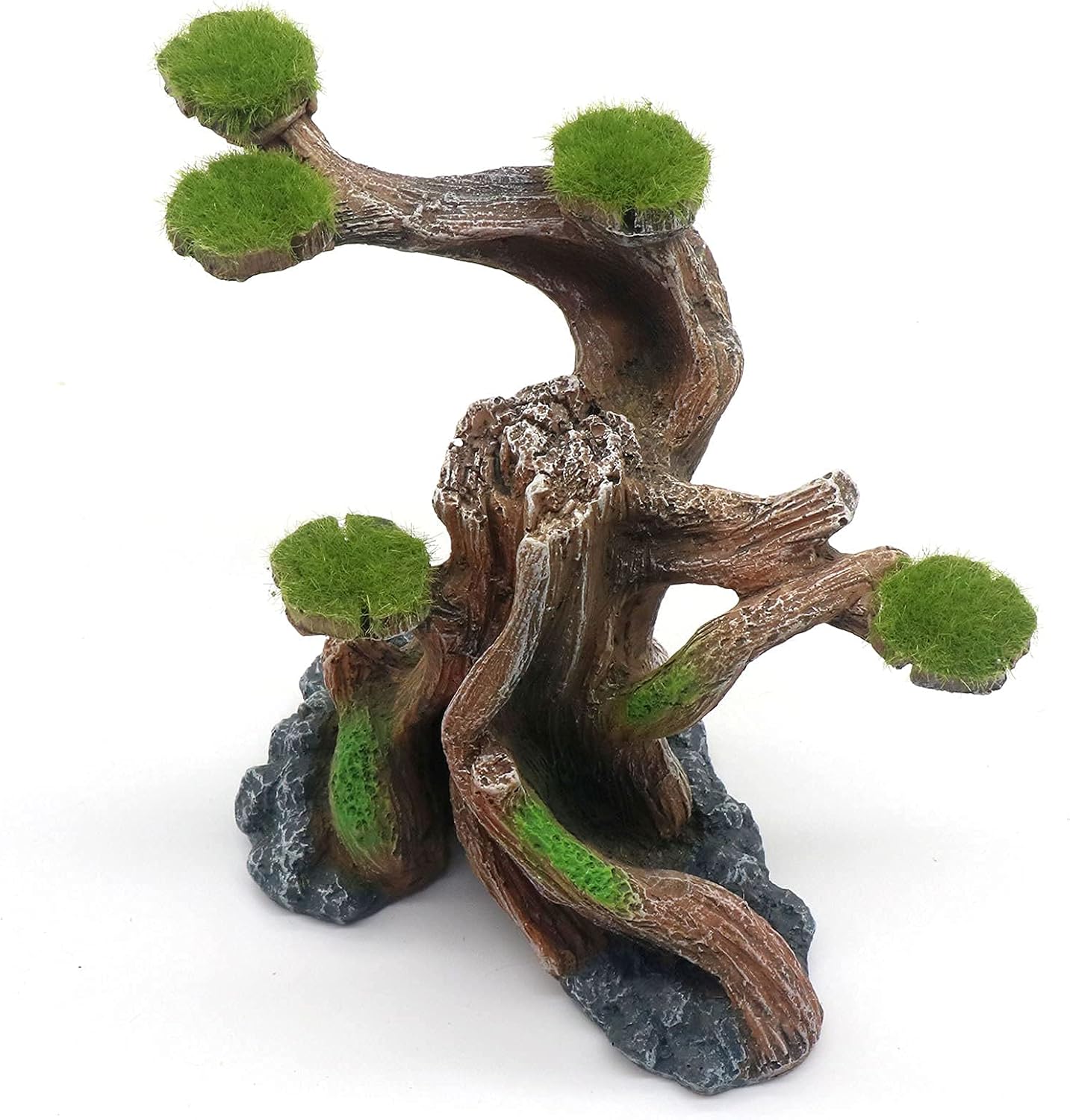 Reptile Decor Aquarium Decorations Artificial Moss Resin Fish Tank Rocks Simulation Hollow Tree Leopard Gecko Trunk Accessories Aquarium View（Medium）
