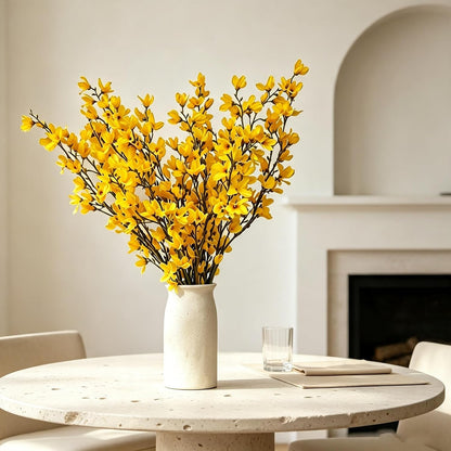Artificial Forsythia Branches, 6 Pcs Fake Faux Long Stem Flowers Yellow Silk Flowers for Wedding Home Decor Mother's Day, Spring Floral Arrangement for Centerpiece, 38 Inches