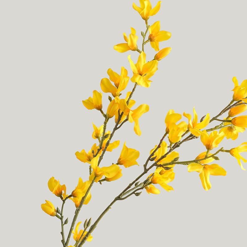 Artificial Forsythia Branches, 6 Pcs Fake Faux Long Stem Flowers Yellow Silk Flowers for Wedding Home Decor Mother's Day, Spring Floral Arrangement for Centerpiece, 38 Inches