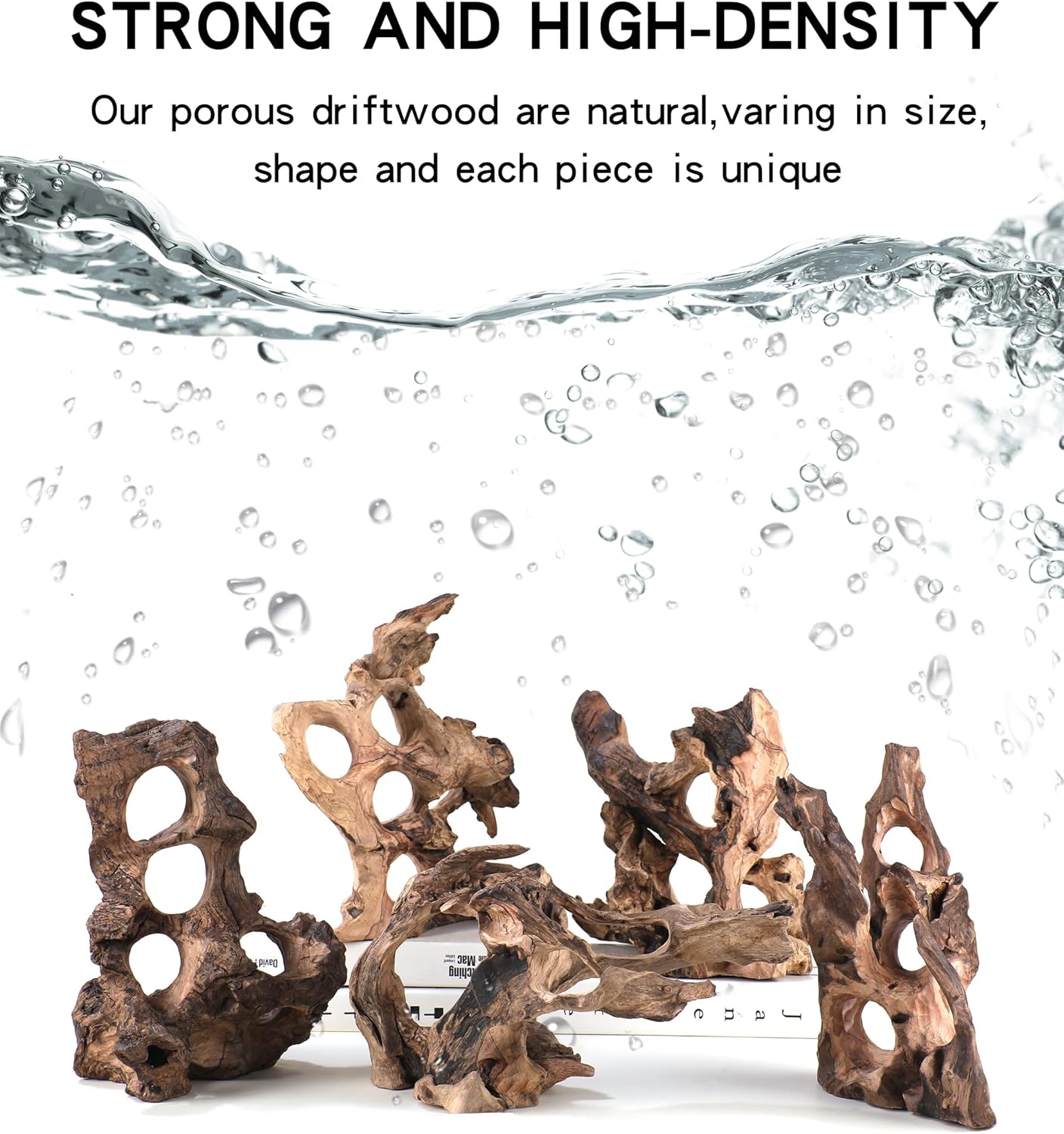 Aquarium Driftwood Cave for Betta Fish Shrimp Hideout, 7-10" Natural Porous Driftwood for Aquascaping with Low Tannins, Fish Tank Decoration Hideaway with Protein Cotton(No Need to Boil)