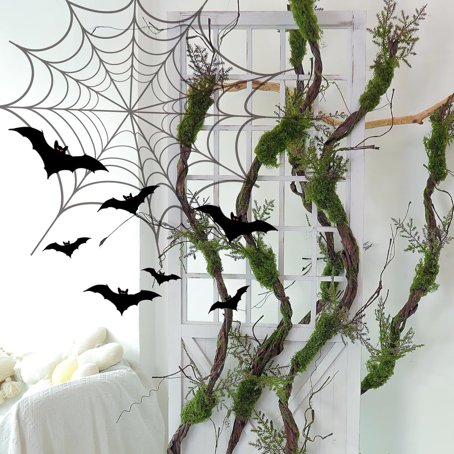 78.9"Large Faux Tree Trunk Hanging Moss Vines Garland Wall Forest Halloween | Bendable Artificial Craft Tall Tree Branches Grape for Haunted Mansion Wedding Arch Room Outdoor Mantel Greenery Decoration