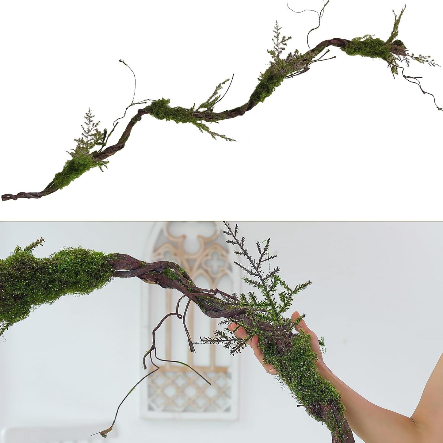 78.9"Large Faux Tree Trunk Hanging Moss Vines Garland Wall Forest Halloween | Bendable Artificial Craft Tall Tree Branches Grape for Haunted Mansion Wedding Arch Room Outdoor Mantel Greenery Decoration
