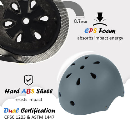 Kids Bike Helmet, Adjustable and Multi-Sport, from Toddler to Youth, 3 Sizes