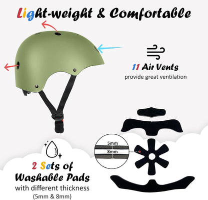 Kids Bike Helmet, Adjustable and Multi-Sport, from Toddler to Youth, 3 Sizes