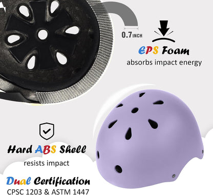 Kids Bike Helmet, Adjustable and Multi-Sport, from Toddler to Youth, 3 Sizes