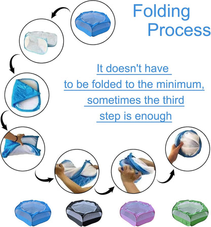 Small Animal Playpen with Zippered Mesh Cover - Portable Foldable Chicken Brooder Box, Indoor Outdoor Enclosure for Guinea Pigs, Bunny, Rabbits, Ferrets, Chinchillas, Kittens (Black)