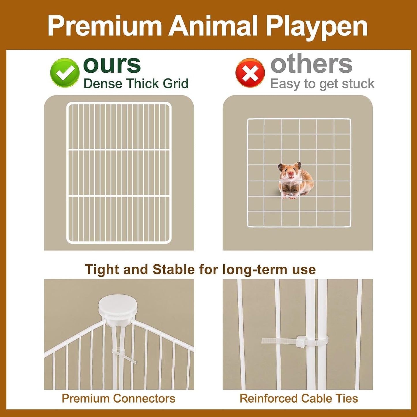 20 Panels Small Animal Playpen, 48" x 24" x 16" Pet Playpen with Waterproof Mat, C&C Cage for Guinea Pigs, Rabbit/Bunny/Baby Chicken Cage,Bunny/Puppy/Chicken Pen Indoor Outdoor Portable Metal Fence