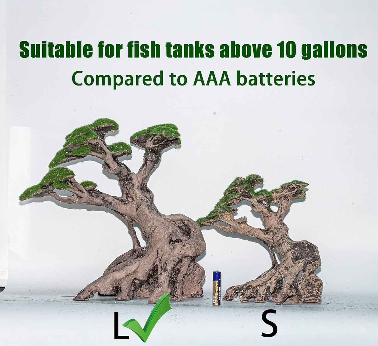 Fish Tank Decor- Bonsai Trees with Faux Moss- Aquarium Rocks Aquascaping- Made of Sandstone, Goldfish Betta Fish Tank Decorations Hides Accessories