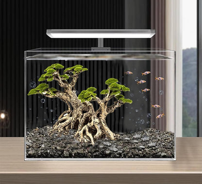 Fish Tank Decor- Bonsai Trees with Faux Moss- Aquarium Rocks Aquascaping- Made of Sandstone, Goldfish Betta Fish Tank Decorations Hides Accessories