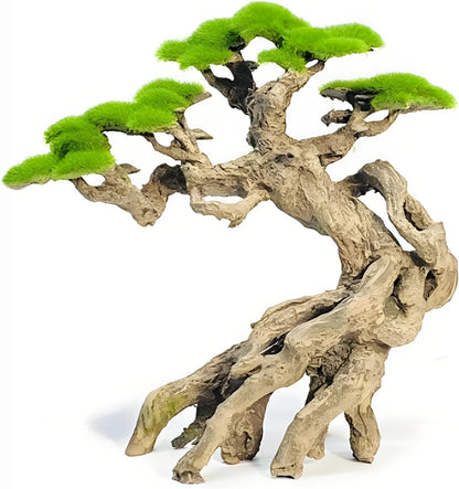 Fish Tank Decor- Bonsai Trees with Faux Moss- Aquarium Rocks Aquascaping- Made of Sandstone, Goldfish Betta Fish Tank Decorations Hides Accessories