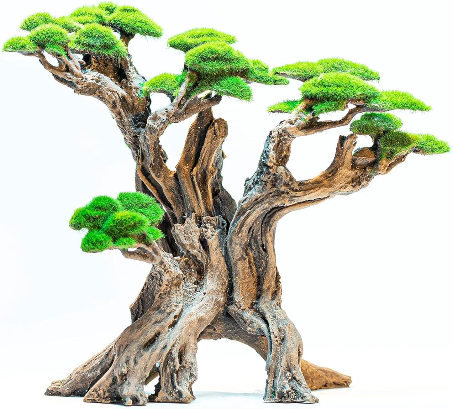 Fish Tank Decor- Bonsai Trees with Faux Moss- Aquarium Rocks Aquascaping- Made of Sandstone, Goldfish Betta Fish Tank Decorations Hides Accessories