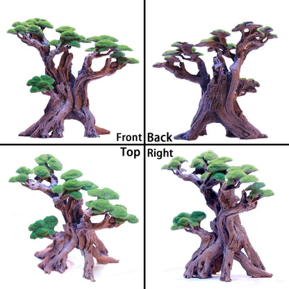 Fish Tank Decor- Bonsai Trees with Faux Moss- Aquarium Rocks Aquascaping- Made of Sandstone, Goldfish Betta Fish Tank Decorations Hides Accessories