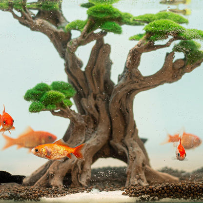 Fish Tank Decor- Bonsai Trees with Faux Moss- Aquarium Rocks Aquascaping- Made of Sandstone, Goldfish Betta Fish Tank Decorations Hides Accessories