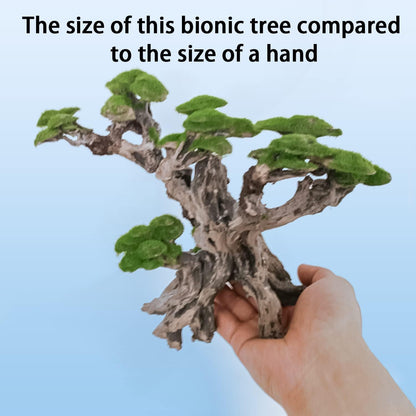 Fish Tank Decor- Bonsai Trees with Faux Moss- Aquarium Rocks Aquascaping- Made of Sandstone, Goldfish Betta Fish Tank Decorations Hides Accessories