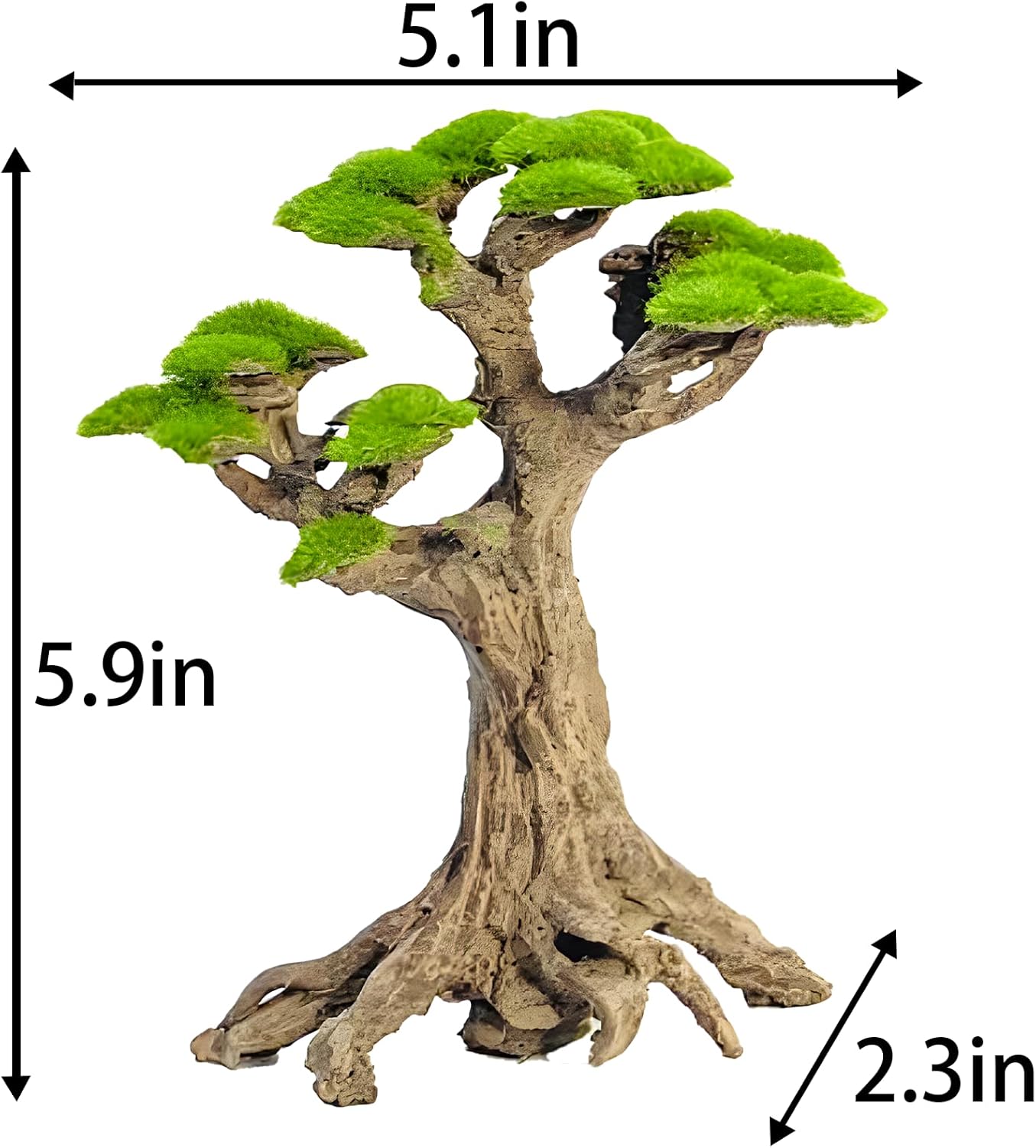 Fish Tank Decor- Bonsai Trees with Faux Moss- Aquarium Rocks Aquascaping- Made of Sandstone, Goldfish Betta Fish Tank Decorations Hides Accessories
