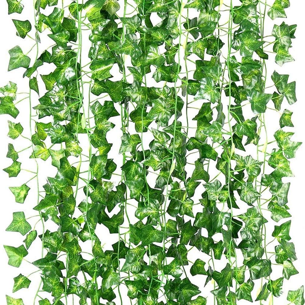 84 feet Artificial Vines Greenery Garland Fake Hanging Leaves Faux Foliage Plants for Wedding Party Garden Home Kitchen Office Wall Decorations (Scindapsus/12 Strands)