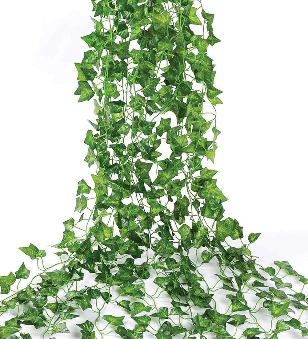 84 feet Artificial Vines Greenery Garland Fake Hanging Leaves Faux Foliage Plants for Wedding Party Garden Home Kitchen Office Wall Decorations (Scindapsus/12 Strands)