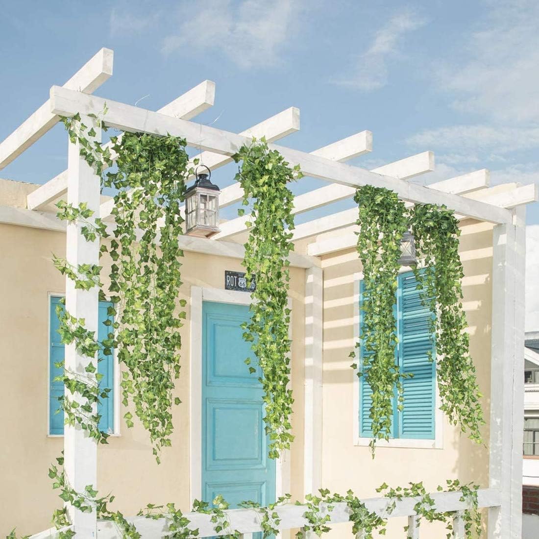 84 feet Artificial Vines Greenery Garland Fake Hanging Leaves Faux Foliage Plants for Wedding Party Garden Home Kitchen Office Wall Decorations (Scindapsus/12 Strands)