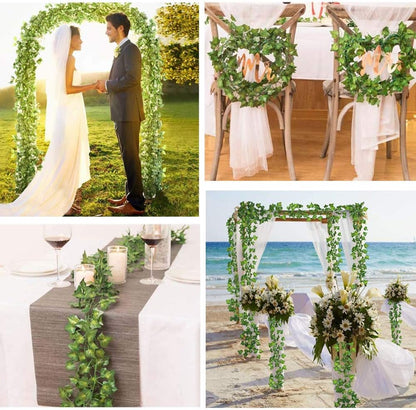 84 feet Artificial Vines Greenery Garland Fake Hanging Leaves Faux Foliage Plants for Wedding Party Garden Home Kitchen Office Wall Decorations (Scindapsus/12 Strands)