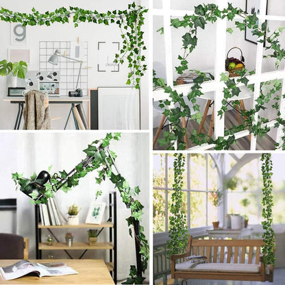 84 feet Artificial Vines Greenery Garland Fake Hanging Leaves Faux Foliage Plants for Wedding Party Garden Home Kitchen Office Wall Decorations (Scindapsus/12 Strands)