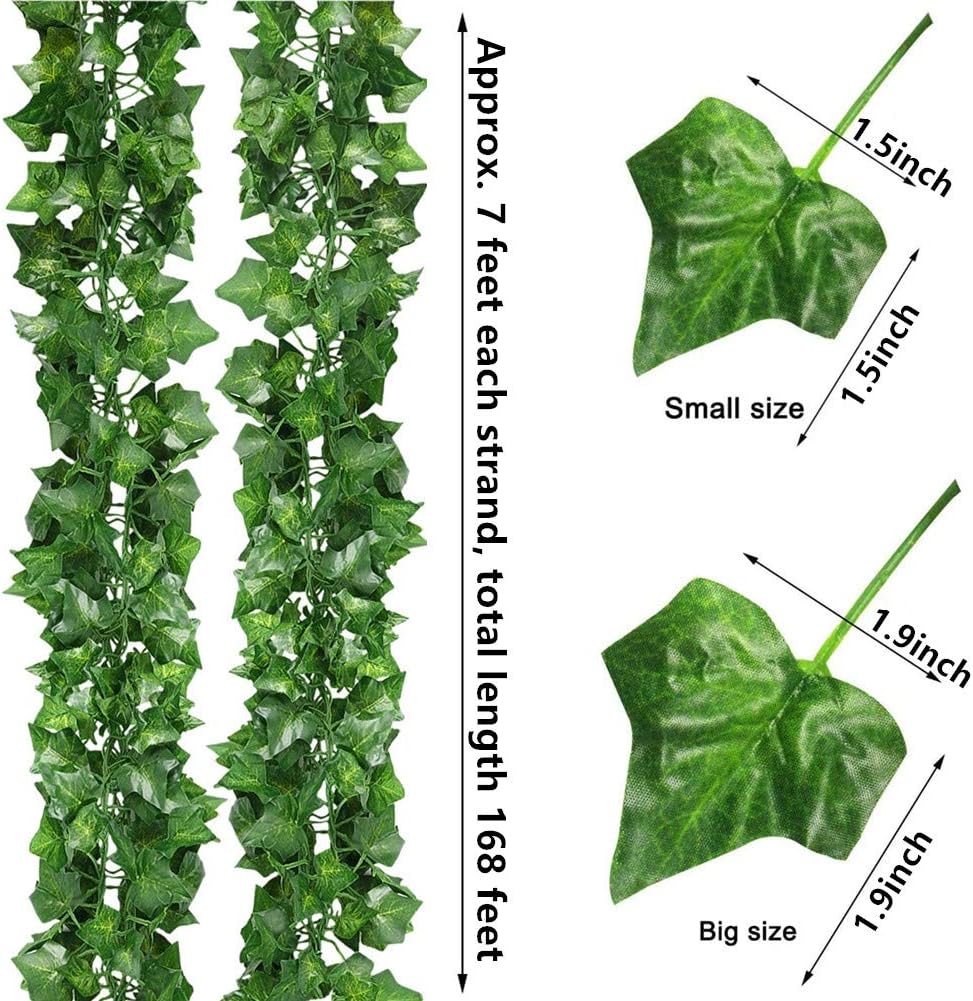 84 feet Artificial Vines Greenery Garland Fake Hanging Leaves Faux Foliage Plants for Wedding Party Garden Home Kitchen Office Wall Decorations (Scindapsus/12 Strands)