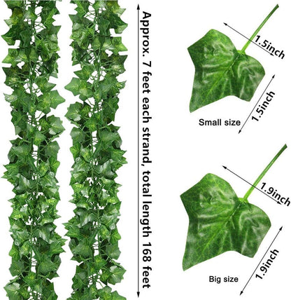 84 feet Artificial Vines Greenery Garland Fake Hanging Leaves Faux Foliage Plants for Wedding Party Garden Home Kitchen Office Wall Decorations (Scindapsus/12 Strands)