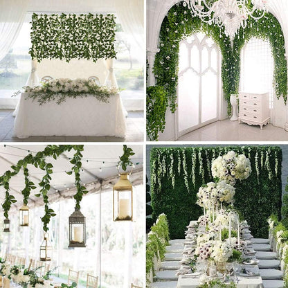84 feet Artificial Vines Greenery Garland Fake Hanging Leaves Faux Foliage Plants for Wedding Party Garden Home Kitchen Office Wall Decorations (Scindapsus/12 Strands)