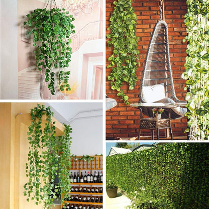 84 feet Artificial Vines Greenery Garland Fake Hanging Leaves Faux Foliage Plants for Wedding Party Garden Home Kitchen Office Wall Decorations (Scindapsus/12 Strands)