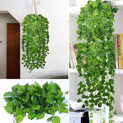 84 feet Artificial Vines Greenery Garland Fake Hanging Leaves Faux Foliage Plants for Wedding Party Garden Home Kitchen Office Wall Decorations (Scindapsus/12 Strands)