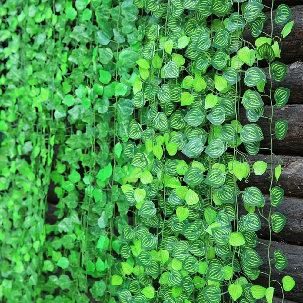 84 feet Artificial Vines Greenery Garland Fake Hanging Leaves Faux Foliage Plants for Wedding Party Garden Home Kitchen Office Wall Decorations (Scindapsus/12 Strands)