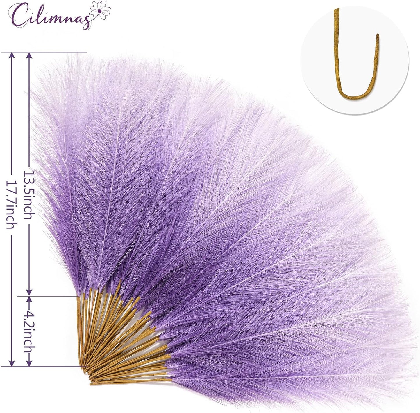 50pcs Faux Pampas Grass 17.7" Artificial Fluffy Pampas Grass Decor | Short Fake Pompos for Home Room Birthday Party Centerpieces Decoration(Gridient Blue)