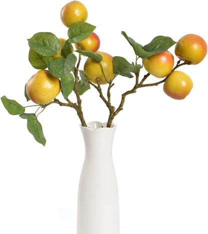 Artificial Fruit Branches Artificial Apple Highly Simulation Lifelike Model for Vase Home Party Decoration (2pcs Apple Branches)