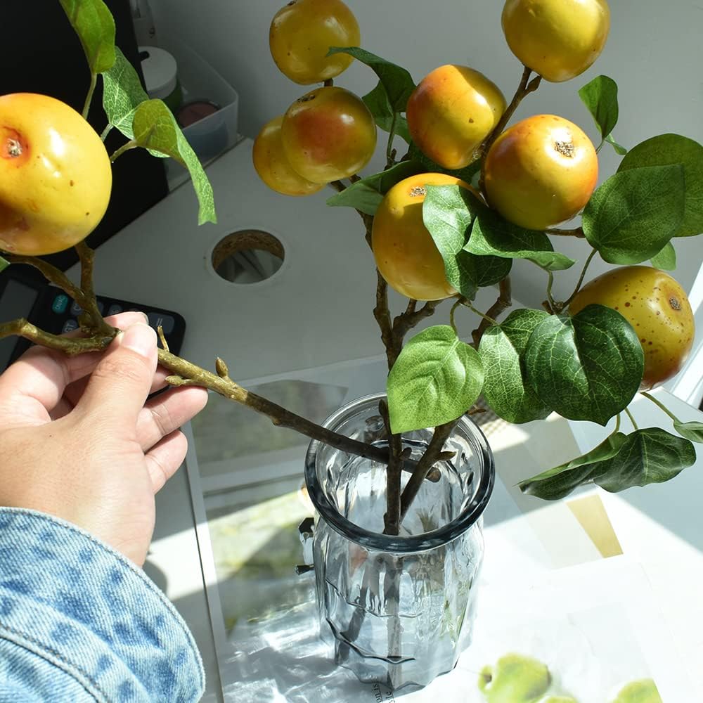 Artificial Fruit Branches Artificial Apple Highly Simulation Lifelike Model for Vase Home Party Decoration (2pcs Apple Branches)