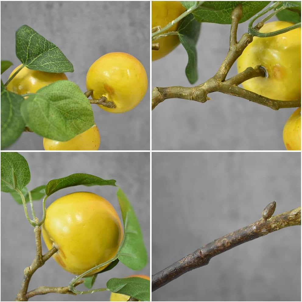 Artificial Fruit Branches Artificial Apple Highly Simulation Lifelike Model for Vase Home Party Decoration (2pcs Apple Branches)