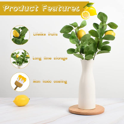 Artificial Fruit Branches Artificial Apple Highly Simulation Lifelike Model for Vase Home Party Decoration (2pcs Apple Branches)
