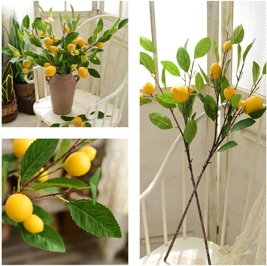 Artificial Fruit Branches Artificial Apple Highly Simulation Lifelike Model for Vase Home Party Decoration (2pcs Apple Branches)