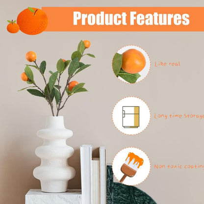 Artificial Fruit Branches Artificial Apple Highly Simulation Lifelike Model for Vase Home Party Decoration (2pcs Apple Branches)