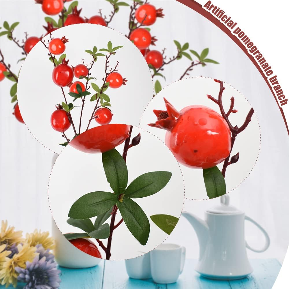 Artificial Fruit Branches Artificial Apple Highly Simulation Lifelike Model for Vase Home Party Decoration (2pcs Apple Branches)