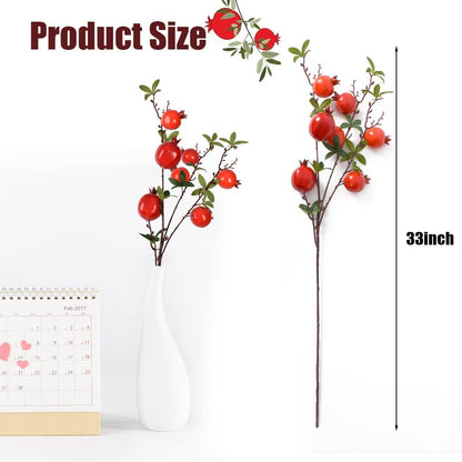 Artificial Fruit Branches Artificial Apple Highly Simulation Lifelike Model for Vase Home Party Decoration (2pcs Apple Branches)