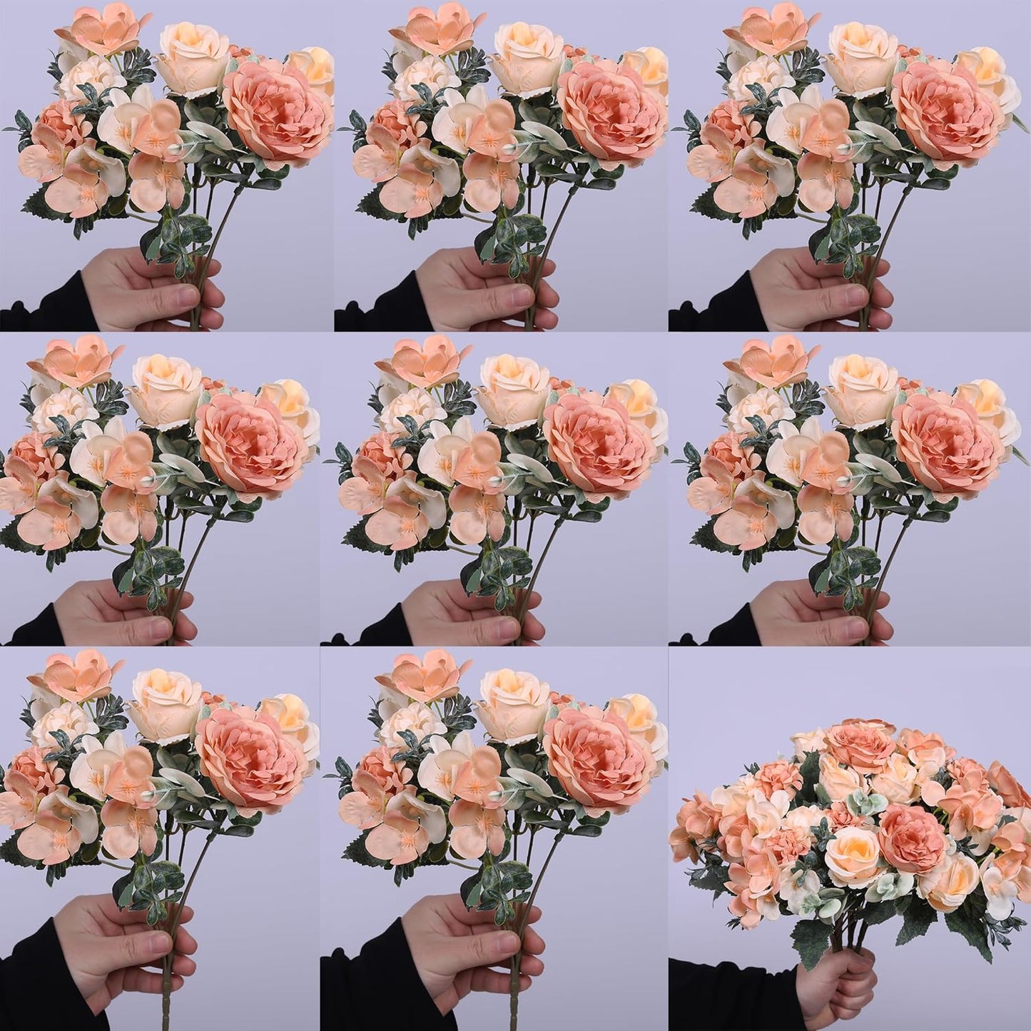 8 Pack Artificial Pink Peonies Flowers Bouquet for Centerpieces | Premium Silk Artificial Pink Peonies Bouquet, 8 Stems, Pink White, Bendable, for Table Centerpieces Wedding Home Decor