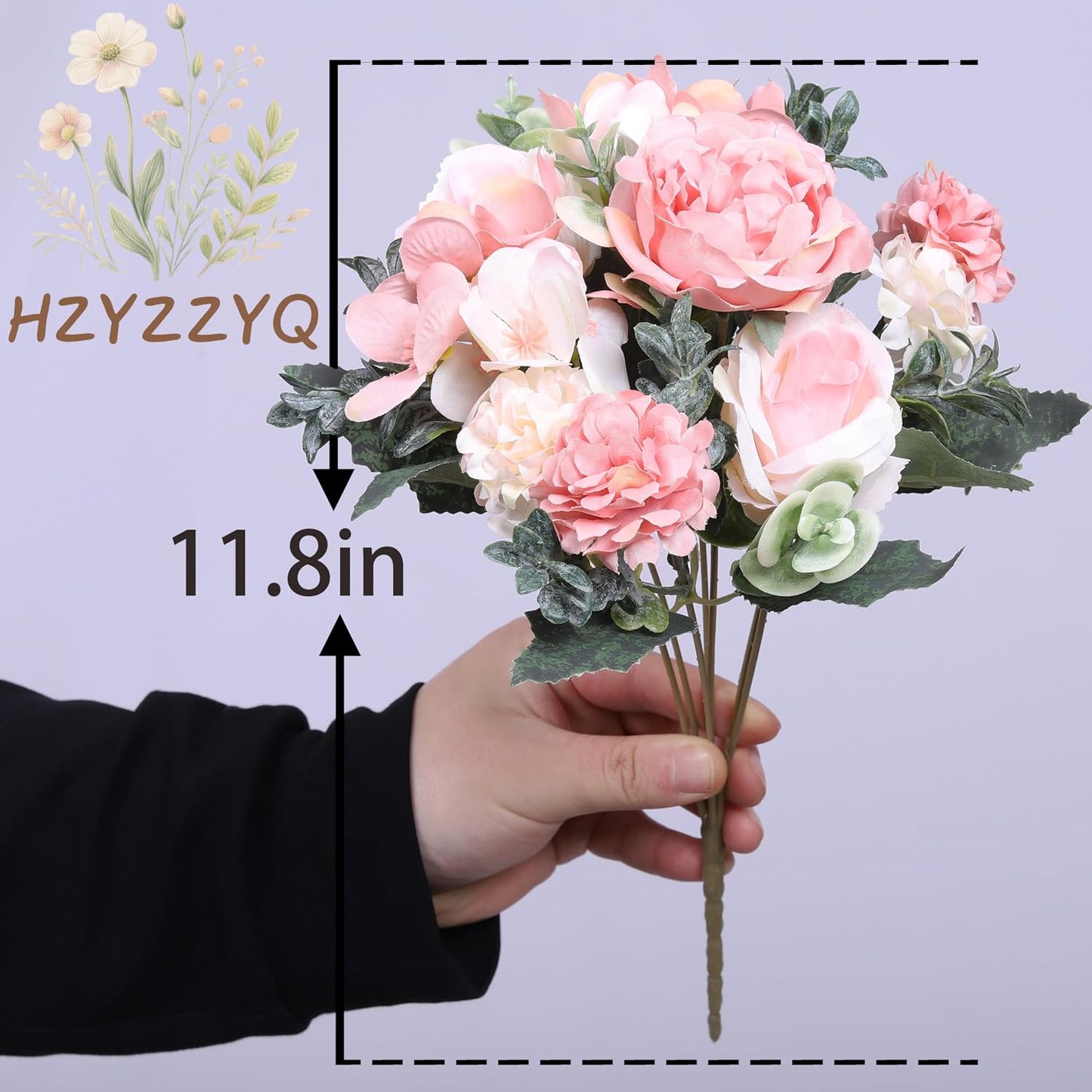 8 Pack Artificial Pink Peonies Flowers Bouquet for Centerpieces | Premium Silk Artificial Pink Peonies Bouquet, 8 Stems, Pink White, Bendable, for Table Centerpieces Wedding Home Decor