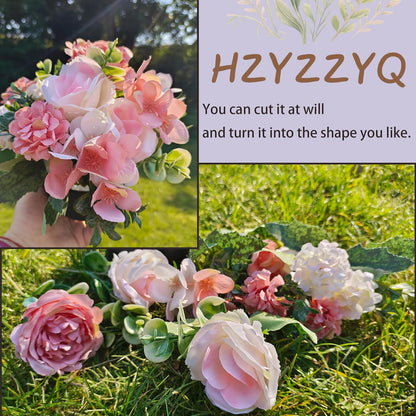 8 Pack Artificial Pink Peonies Flowers Bouquet for Centerpieces | Premium Silk Artificial Pink Peonies Bouquet, 8 Stems, Pink White, Bendable, for Table Centerpieces Wedding Home Decor