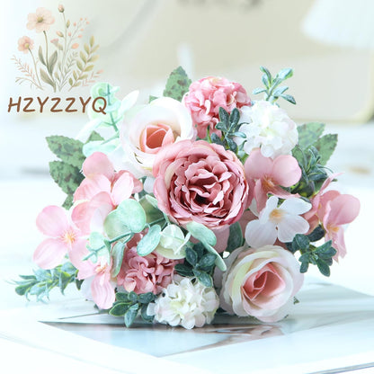 8 Pack Artificial Pink Peonies Flowers Bouquet for Centerpieces | Premium Silk Artificial Pink Peonies Bouquet, 8 Stems, Pink White, Bendable, for Table Centerpieces Wedding Home Decor