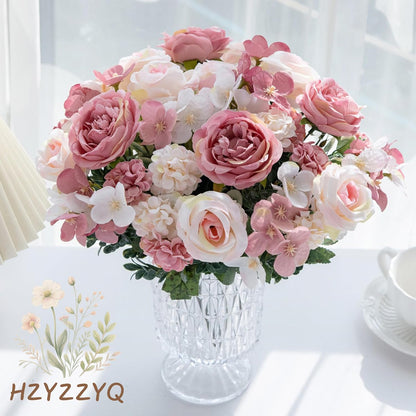 8 Pack Artificial Pink Peonies Flowers Bouquet for Centerpieces | Premium Silk Artificial Pink Peonies Bouquet, 8 Stems, Pink White, Bendable, for Table Centerpieces Wedding Home Decor